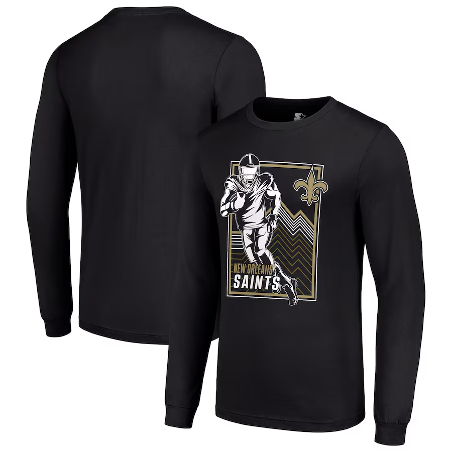 Men New Orleans Saints black 2024 NFL Long sleeve T Shirts->nfl t-shirts->Sports Accessory